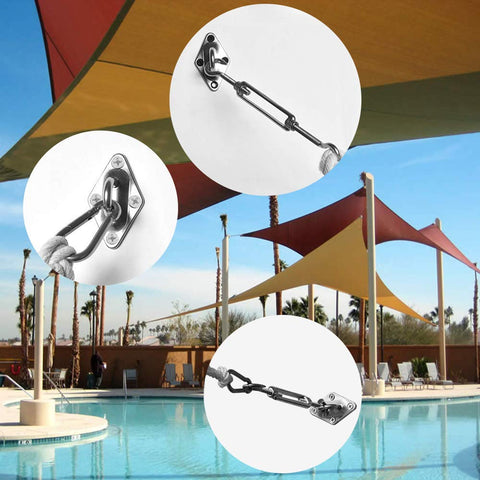 Heavy Duty Shade Sail Hardware Kit for Rectangle and Square Sails, 5 Foot Installation, Marine Grade 304 Stainless Steel, Poolside Setup