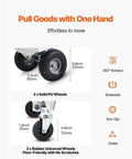 Heavy Duty Aluminum Hand Truck 2 In 1 Folding Dolly With PU Wheels, Boss Level Industrial Cart For Home, Office, And Job Site, 360 Degree Braking Wheels For Smooth, Stable Transport On Any Terrain, 2x solid PU wheels