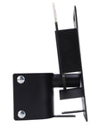 Heavy Duty Two Way Lockable Gate Latch For Round Tube Fences With Auto Close Mechanism, black metal profile view.