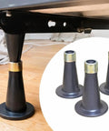 Beefed-Up Reinforced Bed Frame Feet Replacement Kit, 4 Pack, Raises Bed By 2.6 Inches, Easy No Tool Install, shown on hardwood floor