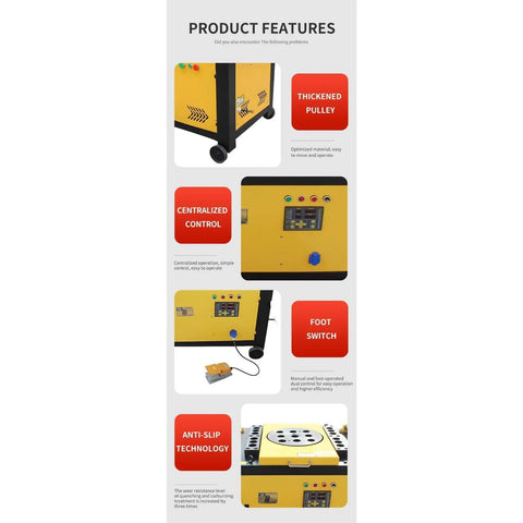 Automatic Rebar Bending Machine For Heavy Duty Steel Bar Tasks Featuring Solid As A Rock Build control panel with features displays.