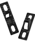 70 Type Sliding Door Keepers Stainless Steel Lock Keeps For Sliding Glass Doors And Sliding Patio Doors With Mounting Screws Black 52.5 x 14 x 19 Mm Corrosion Resistant Durable Hardware 2 Pack, shown front and side view