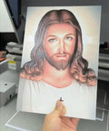 Hand holding Pearled White Sublimation Aluminum Blanks Metal Signs 8x12 Inch 0.45mm Thick with artwork for crafts