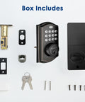 Box contents of WiFi Smart Deadbolt With Keyless Entry And Remote Unlock No Key Needed Easy Install Electronic Door Lock