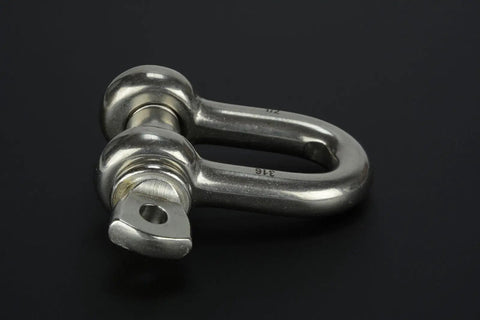 Rock Solid 1/2 Inch Chain Shackle Clevis Bow Ring Forged From Saltwater Proof 316 Stainless Steel showing side view detail.
