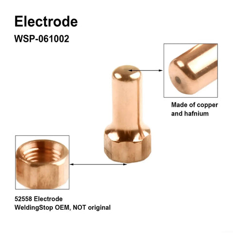Electrode from 60 Pack Plasma Cutter Consumables Kit For IPT-80 Torch Including 30 Electrodes 52558 And 30 Nozzles 51311.12