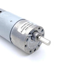 Top Notch All Metal DC Gear Motor 37GB Series close-up showing metal casing and output shaft for robotic projects.