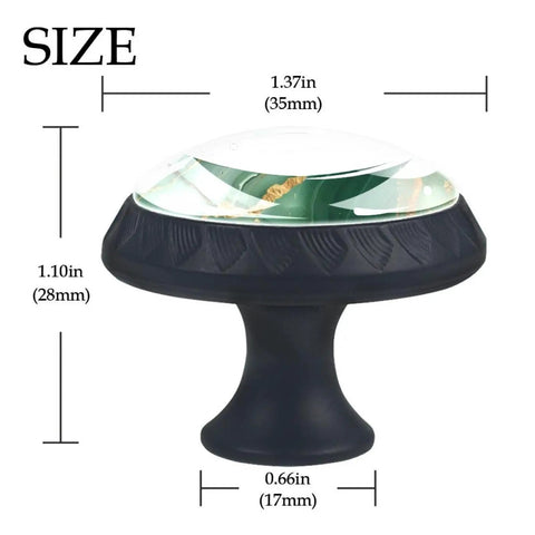 Stunning Emerald Green Marble Cabinet Knobs 4 Pack Super Sleek 35Mm Drawer Pulls With Matte Black Backplates Durable Abs Construction Single Hole Mount Includes Screws detailed size diagram