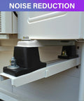 8 Pack Rubber Vibration Isolator Mounting Brackets For Outdoor Mini Split AC Condensers in use, noise reduction feature shown.