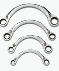 Four Piece 12 Point Reversible Half Moon Double Box Ratcheting Wrench Set SAE 72 Tooth With Five Degree Movement in different sizes.