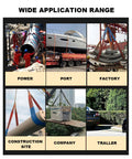 Image showing the wide application range of 1 Inch By 3 Foot Rigging Straps Heavy Duty Lifting Sling With Twisted Eye Web Sling.