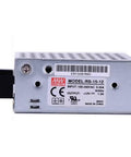 Top Shelf Industrial Switch Mode Power Supply 15W 12V 1.2A all metal housing with universal input from the back view.