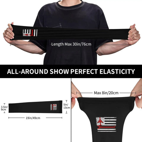 Crushing The Heat With Style These Cool Ice Silk Arm Sleeves show perfect elasticity, black with US flag and aviation wrench design.