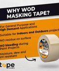 2 Inch Masking Tape For General Painting And Projects, Pro Grade Multi Use Painter Tape, Case Of 24 Rolls, 60 Yards Per Roll display