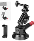 3 Inch Suction Cup Camera Mount With Dual Ball Head Arm And Quick Release, 360 Degree Rotation For Action Cams And Phones