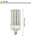 150W LED Corn Light Bulb With E39 Mogul Base, 21,000 Lumen, 5000K Daylight White, shown with size dimensions
