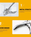 Heavy Duty Eyelet Pliers Kit With 100 Steel Eyelets, 6.5 Inch Grommet Tool showing metal structure and lever design