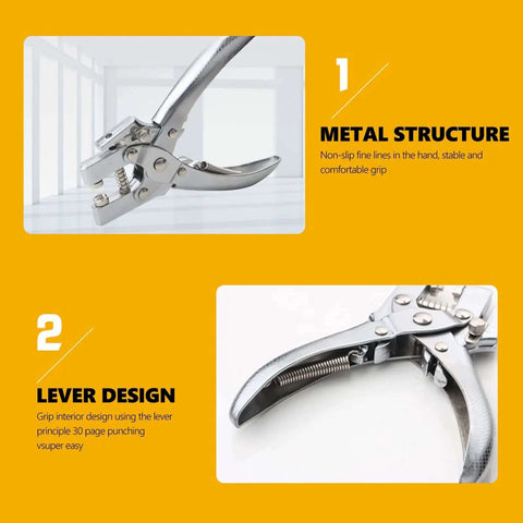 Heavy Duty Eyelet Pliers Kit With 100 Steel Eyelets, 6.5 Inch Grommet Tool showing metal structure and lever design