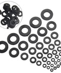 Nylon Flat Washer Set 500-Piece Assortment M2 To M10 Black Durable Nylon Washers For Auto, Home And Workshop DIY Projects With An Organized Storage Box For Easy Sorting And Quick Access, black nylon flat washers assorted by size