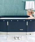 Foldable 47 Inch Bath Tub With Pillow And Bath Seat Wide Portable Spa Tub For At Home Soaks Insulated 6 Layer Waterproof Material