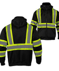 High Visibility Hoodie For Men With Reflective ANSI Class 3 Safety, Detachable Hood And Stand Collar, Hi Vis Construction Work Sweatshirt