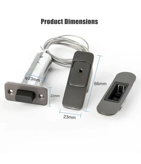Hidden Bookcase Hinges With Lock For Secret Doors, 304 Stainless Steel Nickel Brushed Finish parts with dimensions shown