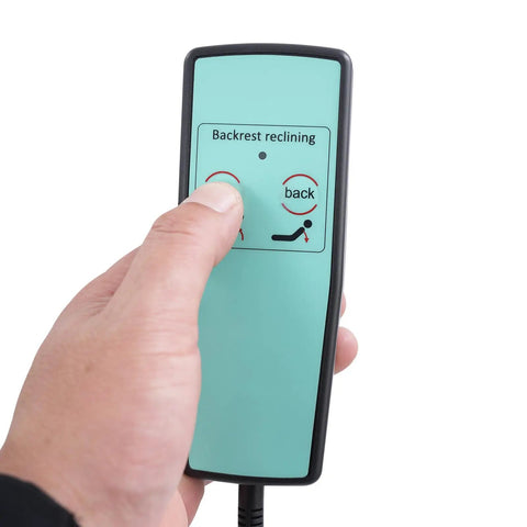 Electric Bed Backrest Lift Delivers 660 Lb Capacity With Remote Control showing handheld remote for adjustment.
