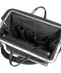 Top view of Deluxe 16 Inch Canvas Tool Bag With 13 Pockets And Detachable Shoulder Strap Large Heavy Duty Organizer For Tools