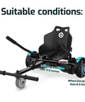 HoverflyKart Seat Attachment For 6.5 Inch To 10 Inch Self Balancing Scooters, Adjustable Frame Length And Handlebar Control, Large Black