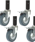 4 Inch Heavy Duty Rubber Swivel Casters Set Of 4 Silent Table Wheels With Brake Locks and square tube bracket.
