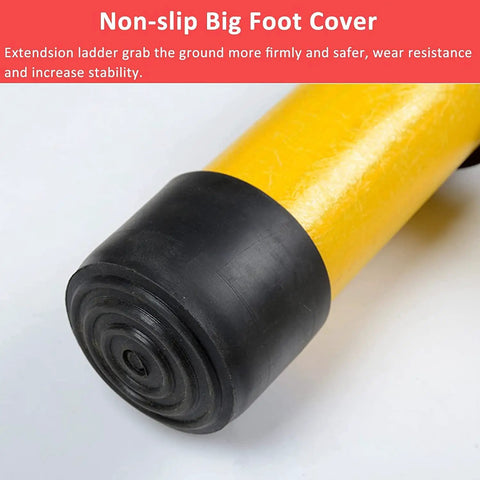 Non-slip Big Foot Cover on Beefed Up Non Conductive Fiberglass Telescoping Ladder For Electrical Work Extendable Step Ladder With Secure Hooks Rated At Three Hundred Pounds.