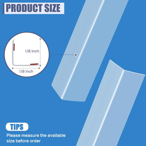 Top Shelf Clear Self Adhesive Wall Corner Protectors Keep Door Frames Cabinets And Baseboards Looking Crisp While Battling Daily Nicks Perfect Diy Project Pick 31 5 By 1 18 Inch showing size dimensions 1.18 inch.