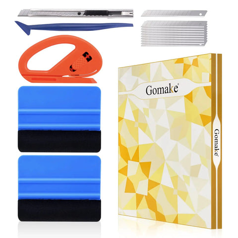 Vinyl Wrap Tool Kit For Car Wrapping And Window Tinting With 4 Inch Felt Squeegee Retractable 9mm Utility Knife And Blades