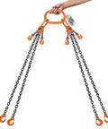 4 Leg Chain Sling For Lifting 1 Inch Chain With Hooks Heavy Duty 11 Ton 10 Foot Per Leg Rigging Kit 24,200 Lbs Capacity Alloy Steel
