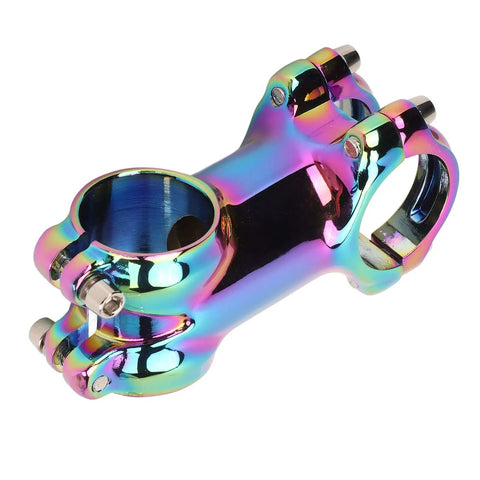 Lightweight Aluminum Alloy Bicycle Stem with CNC Machining in Dazzle Color, 31.8mm handlebar stem with hollowed, wear-resistant design.