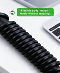 Heavy Duty Waterproof Extension Cord With A Badass 100 Ft Black Flat Cable coiled, showcasing flexibility and tangle-free design.