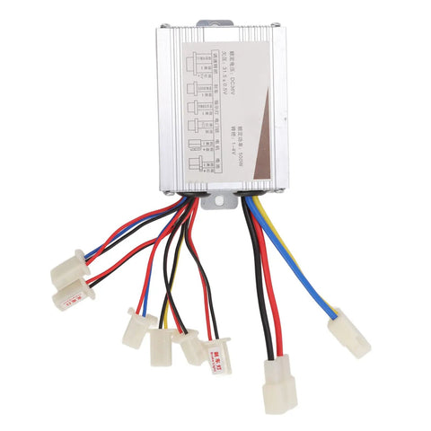 36V 500W Motor Controller With Throttle Grip for Electric Scooters, Tricycles, and Bikes with wiring, front view