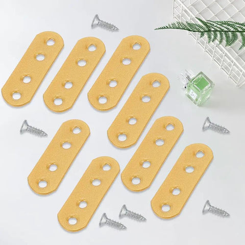 Golden Flat Straight Mending Brackets Kit With 80 Screws 20 Pieces Metal Fixing Plates For Furniture Table And Chair Repair DIY