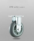 Heavy Duty Casters 4 Pack With Reliable Brakes Roll Like Butter Swivel And Fixed Wheels Quiet TPR Rubber For Garage Workbench Or Furniture Effortless Mobility, TPR rubber wheel detail with steel bracket.