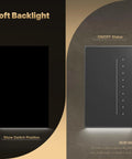 Slick Smart WiFi Dimmer Switch Offering Full Screen Touch And Air Gesture Control Neutral Wire Required Anti Glare White Panel shown with soft backlight.