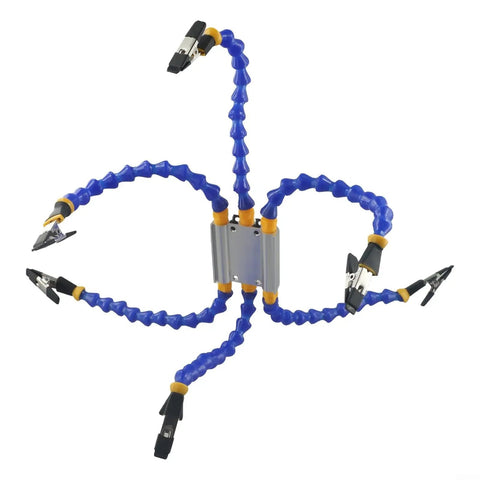 Hosrivae Flexible Helping Hands Tool With 6 Adjustable Vise Arms And Heat Resistant Clip Tips For Soldering Iron Holder and precision PCB welding repair station work.