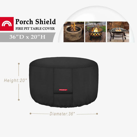 Heavy Duty Waterproof Fire Pit Cover For 36 Inch Round Fire Pit Bowl Fade Resistant 600D Durable Patio Shield displayed