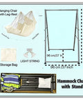 All-In-One Hammock Chair Set With Foldable Stand And XL Swing Chair With Footrest For Indoor Outdoor Chill, shown disassembled.