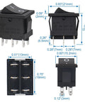 10 Pack DPDT Rocker Switch 6 Pin On On 2 Position Snap In Boat Rocker Switch For Electrical Projects AC 250V 6A And AC 125V 10A Dual Voltage Rating Black Durable Housing, 21x15x25mm