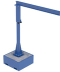 Top Shelf Portable Jib Crane With Built Tough Steel Frame And Heavy Concrete Base Featuring Fork Tubes For Easy Moves, blue design.