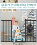 38.5 Inch Extra Tall Pressure Mounted Pet Gate with Walk Through Door adjustable 29.53 to 32.28 Inch wide in doorway