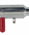3/4 Inch Cam Lock Wrecker Pin Set, Tow Truck Spring Loaded Twist Lock Plunger, zinc plated, red release handle shown.