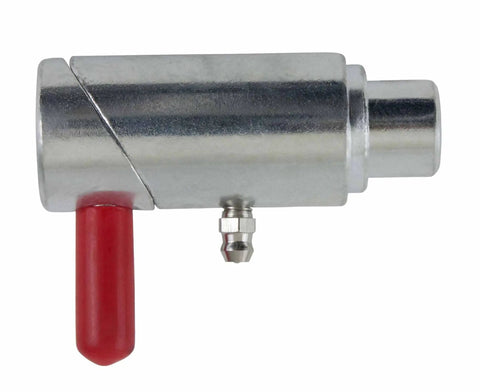 3/4 Inch Cam Lock Wrecker Pin Set, Tow Truck Spring Loaded Twist Lock Plunger, zinc plated, red release handle shown.