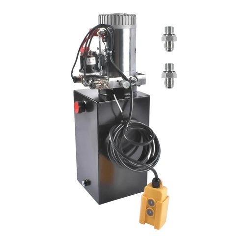 Beefy 10 Quart Hydraulic Power Unit With 1.6KW 12V DC Motor Double Acting Pump 3200 PSI Max Heavy Duty Metal Reservoir For Dump Trailers And Car Lifts 2.1HP Hydraulic Pump Power Unit