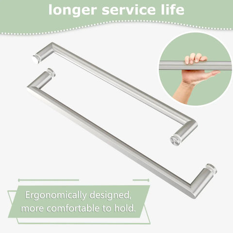 Smooth glide brushed nickel handle for Heavy Duty Frameless Double Bypass Sliding Shower Door 55 To 60 Inches Wide By 76 Inches Tall.
